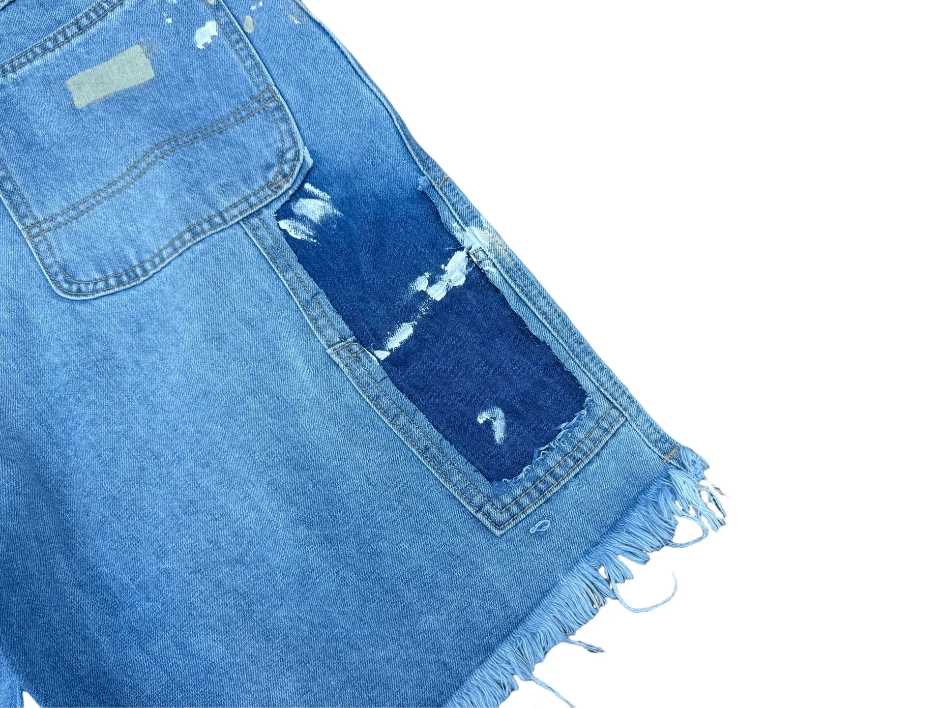 P200💰GD098 GALLERY DEPT splashing ink and paint destroying the edges, retro washed and distressed high street logging workwear denim shorts Workmanship: original accessories Customized original Logo buttons YKK zippers 6 complete labels Original hang tag Color: blue Size: S-XXL (28 30 32 34 36)